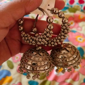 Black Metal Punjabi Jhumka For Women