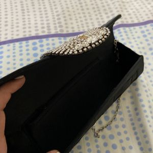 Black Party Clutch Bag With Swarovski