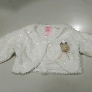 White Woolen Shrug For Kids