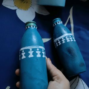 Warli Art On Glass Bottle