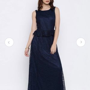 RARE Women Navy Lace Maxi Dress