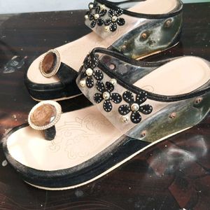 Platform Footwear Black Velvet