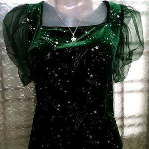 Bottle Green Embellished Shein Top✨️