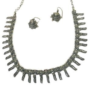 Oxidised Necklace Set With Jhumka Earrings