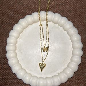 Double layer Heart butterfly chain