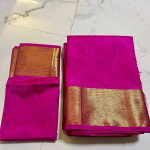 Sale!!! Pink Tussar Silk Saree. Offer!!