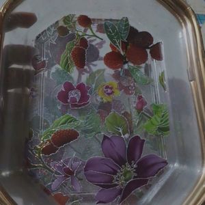 Set Of 3 Plastic Trays ( Floral Print )