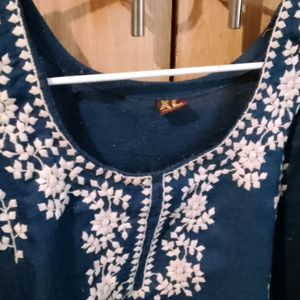 Blue Chikankari Kurtha