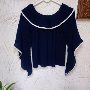 Wrinkled Navy Blue Top