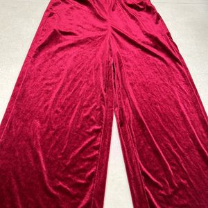 SHEIN SXY Velvet Coord Set Crop Top Palazzo Pant