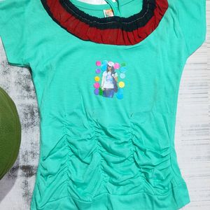 Green Colour Baby Girl Dresses With Bottom Wear