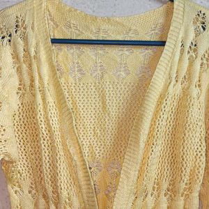 Winter Fashion Shrug Sweater Full-sleeve Yellow