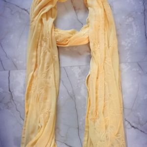 Yellow Embroidery Work Dupatta