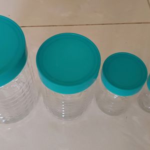 Pack Of Four Plastic Grocery Airtight Containers