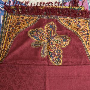 Yellow Thread Embroidered Shawl cum Stole