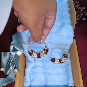 White n Maroon Earing