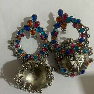 Multicoloured Jaipuri Jhumkas