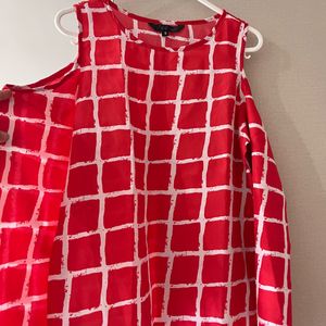 Red Cut Sleeves Top