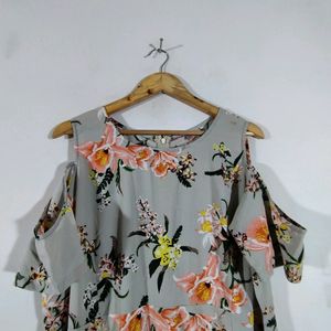 Grey Floral Printed Dress (Women's)