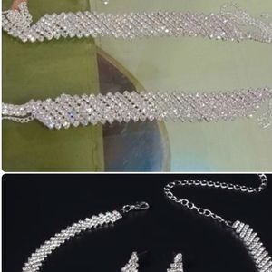 Silver Color Double Necklace Set