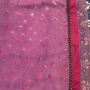 Designer Chiffon Saree,  Real Bandhni With Mukaish