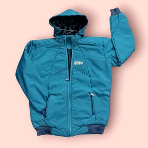 Men's Jacket M Size With Zipper Hoodie, Ocean Blue