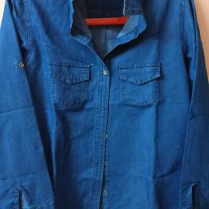 Blue Denim Women Full Sleeve Shirt