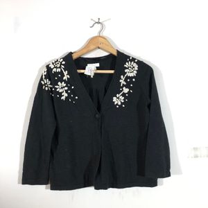 Charter Club Black Emboridered Shrug