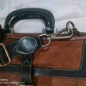 Used Genuine Leather Unisex Office Bag In Good Con