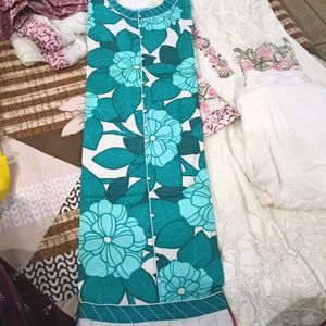 Blue Printed Flower Kurti