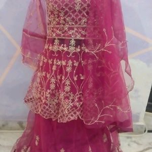 Golden Embroidery Lehenga Choli With Dupatta