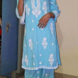 Blue Chilankari Kurti Set.