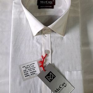 Men's White Formal Shirt Full Sleeves Office Wear