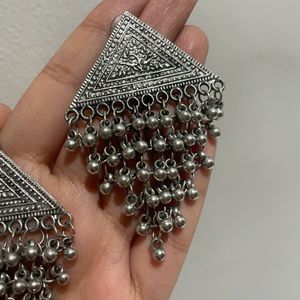 Oxidised Triangle Jhumkas