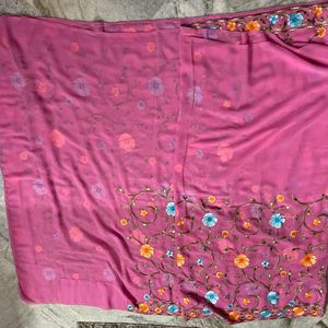 Goergette Embroidery Saree