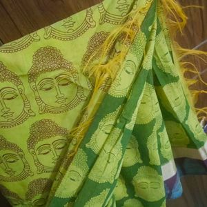 Buddha Print Cotton Saree