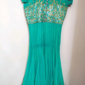 Heavy Work Sea Green Anarkali Set