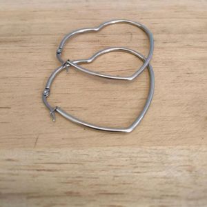 Metallic Heart Shaped Oversized Hoop Earrings