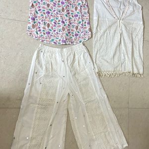 White Schiffli Cotton Coord Set 3 Piece- Unused