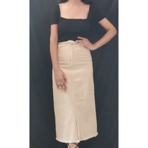 Denim Knee Length Skirt