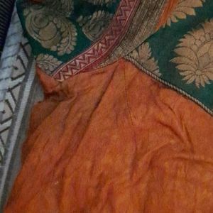 Butter Silk Crepe Saree With Blouse Stitched