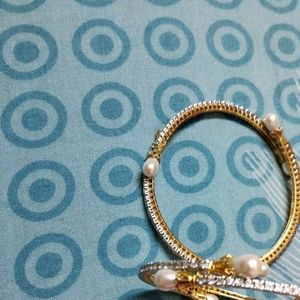 2 Pearl - Diamond Like Stone Bangles