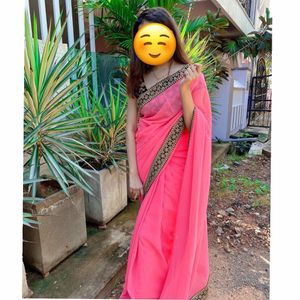 Pink Saree With Blouse