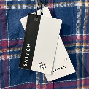 Snitch Blue Classic Slim Fit Checked Shirt