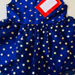 Beautiful Star Printed Frock For 3-4 Year Girl