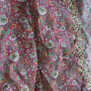 Kalamkari Organza Cut Work Dupatta