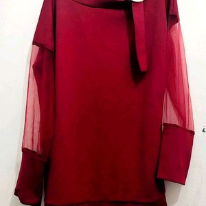 Maroon Drop Shoulder Top