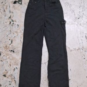 Black Denim With Side Cut Pattern