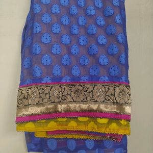 Festive Wear Saree Navy Blue (No Blouse)