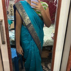 Saree With Blouse Blue
